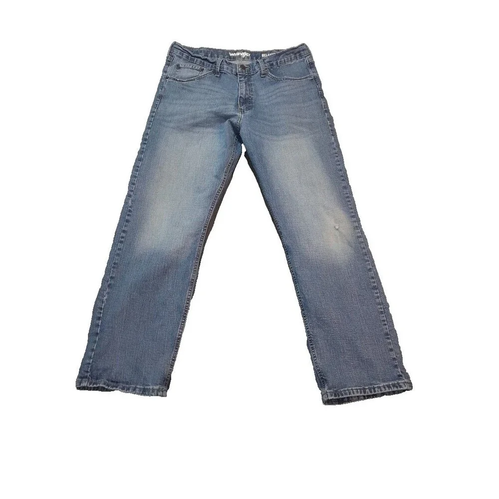 Wrangler Jeans Mens 34x28 Blue Light Wash Cotton Work wear Denim Cowboy